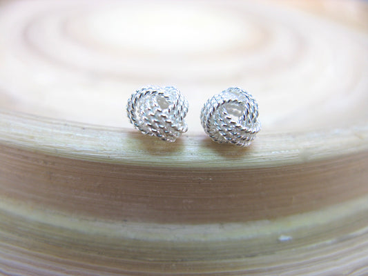 6mm Knot Ball 925 Sterling Silver Stud Earrings