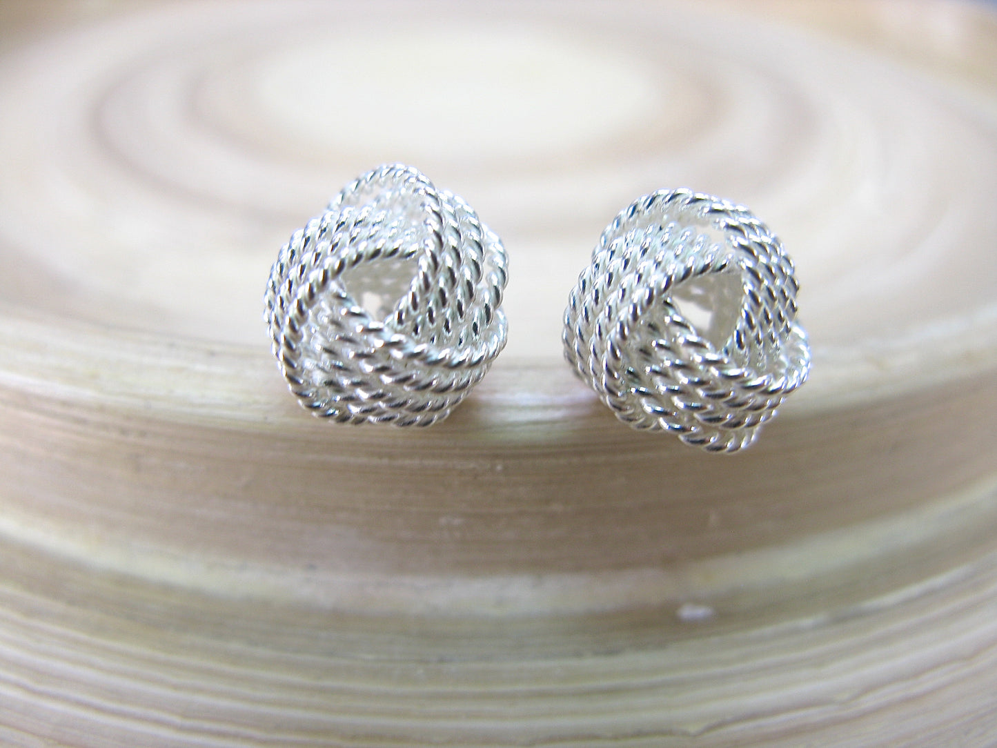 10mm Knot Ball 925 Sterling Silver Stud Earrings