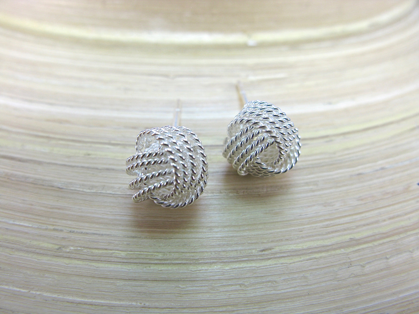 10mm Knot Ball 925 Sterling Silver Stud Earrings