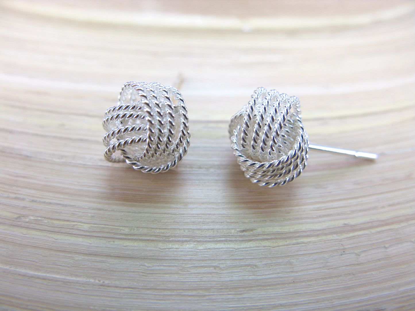 10mm Knot Ball 925 Sterling Silver Stud Earrings