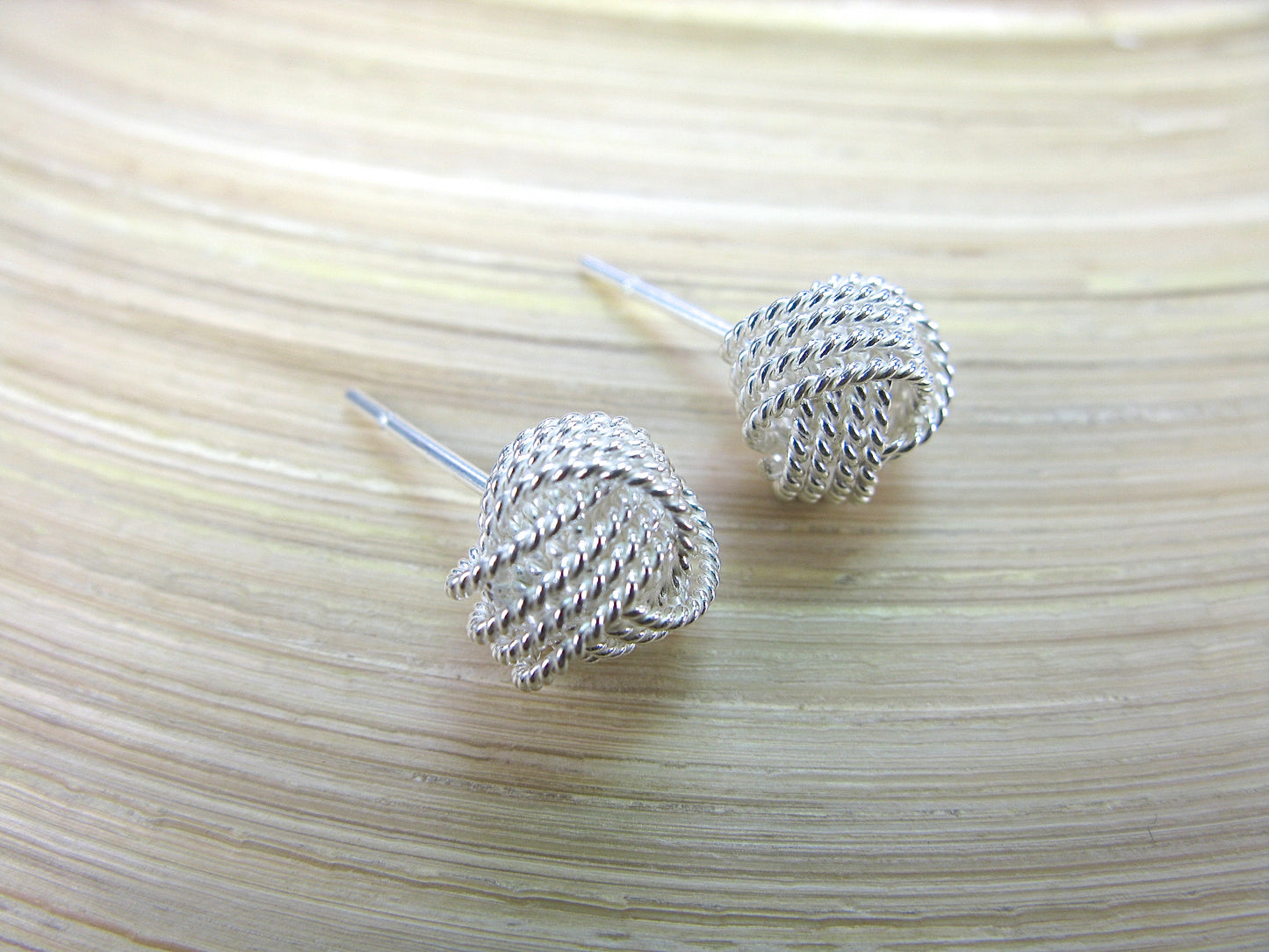 10mm Knot Ball 925 Sterling Silver Stud Earrings