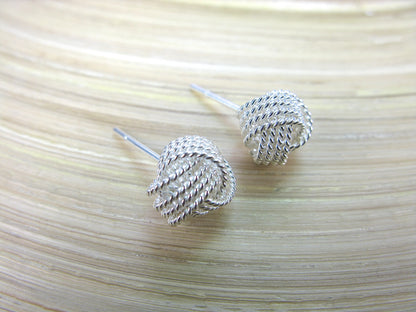 10mm Knot Ball 925 Sterling Silver Stud Earrings