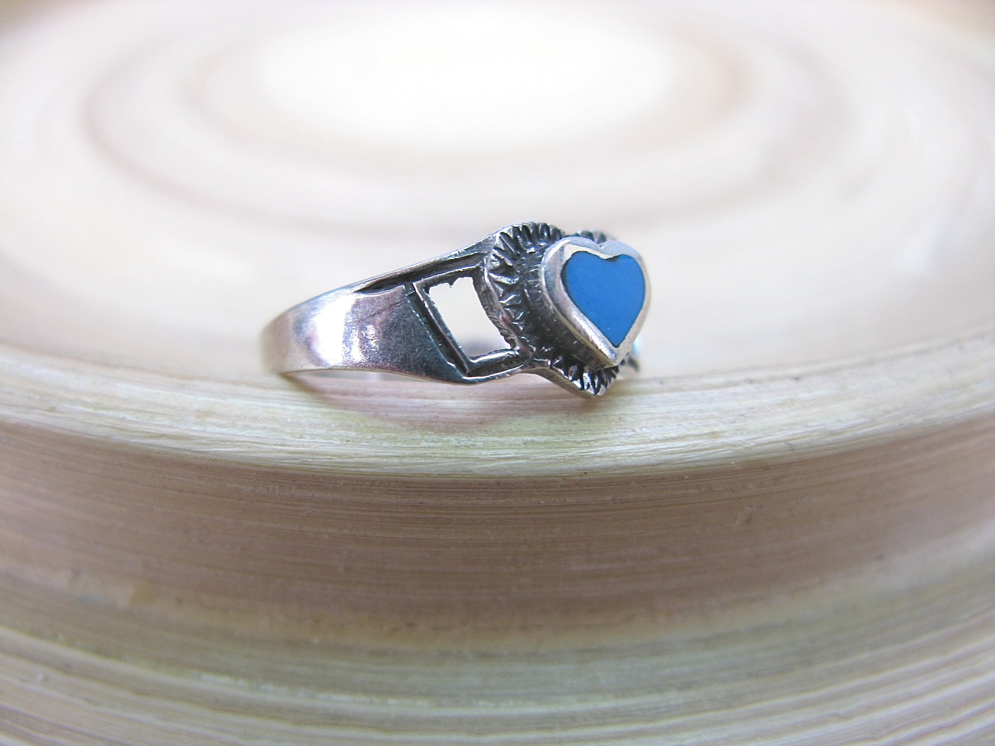 Turquoise Heart Oxidized Ring in 925 Sterling Silver