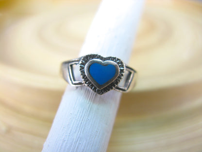 Turquoise Heart Oxidized Ring in 925 Sterling Silver