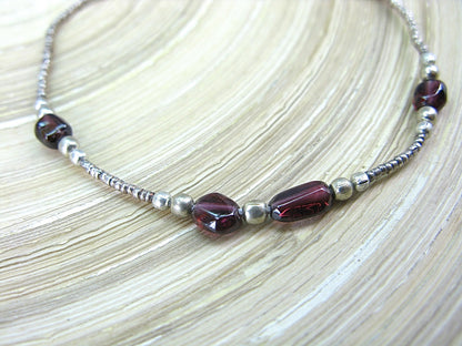 Garnet Bead Oxidized 925 Sterling Silver Bracelet Bracelet Faith Owl - Faith Owl