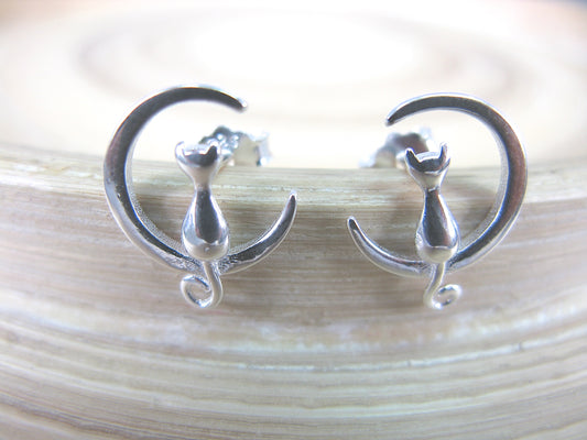 Cat 925 Sterling Silver Stud Earrings