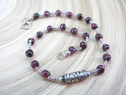 Garnet Bead Tribal Oxidized 925 Sterling Silver Bracelet Bracelet - Faith Owl