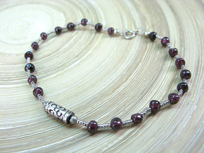 Garnet Bead Tribal Oxidized 925 Sterling Silver Bracelet Bracelet Faith Owl - Faith Owl