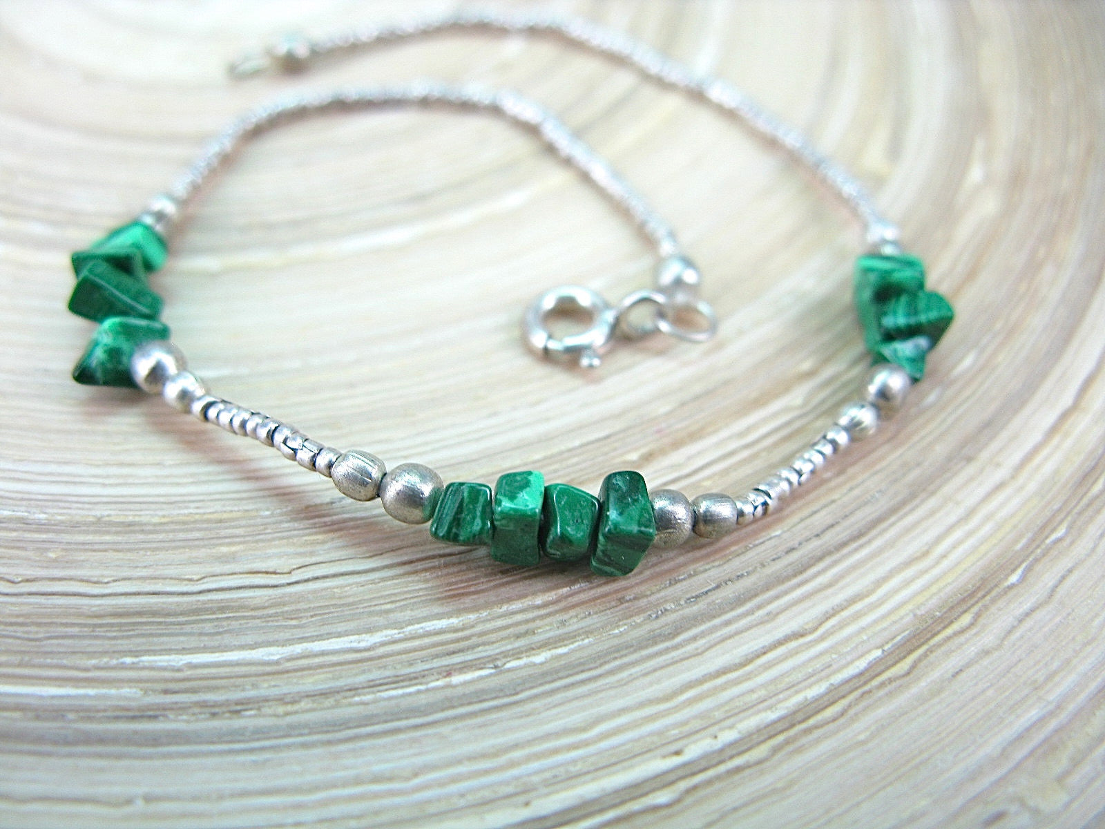 Malachite Bead Tribal Oxidized 925 Sterling Silver Bracelet Bracelet Faith Owl - Faith Owl