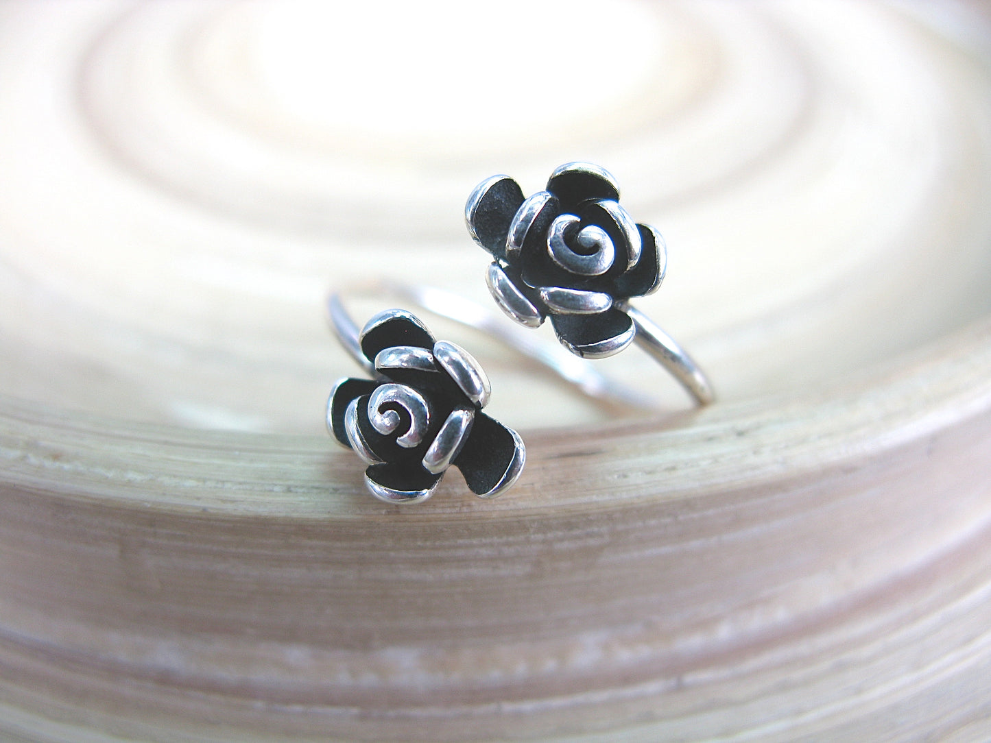 Rose Flower Oxidized 925 Sterling Silver Ring