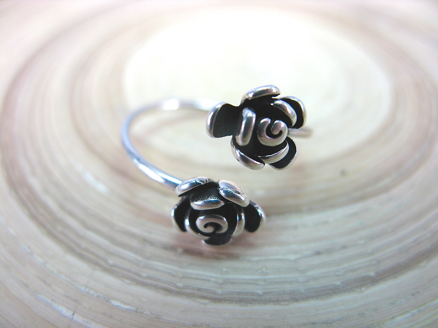 Rose Flower Oxidized 925 Sterling Silver Ring