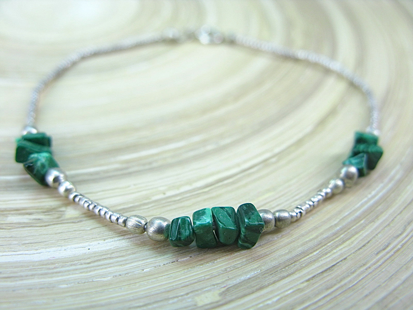 Malachite Bead Tribal Oxidized 925 Sterling Silver Bracelet Bracelet Faith Owl - Faith Owl