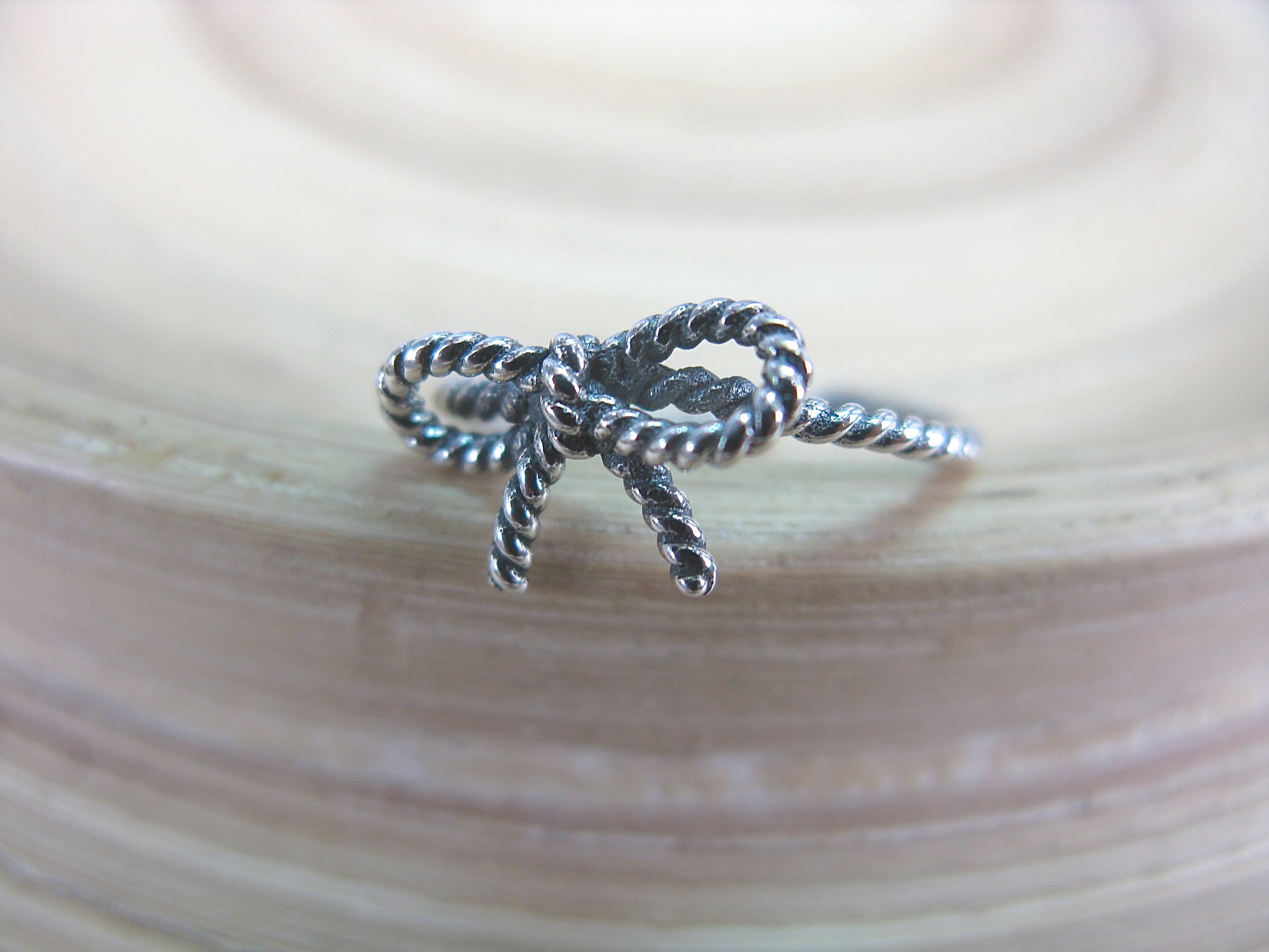 Twisted Ribbon Bow 925 Sterling Silver Ring