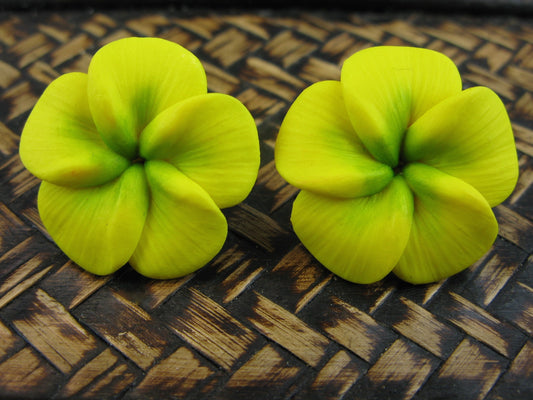 Plumeria Flower Handmade Clay Post Earrings Stud Faith Owl - Faith Owl