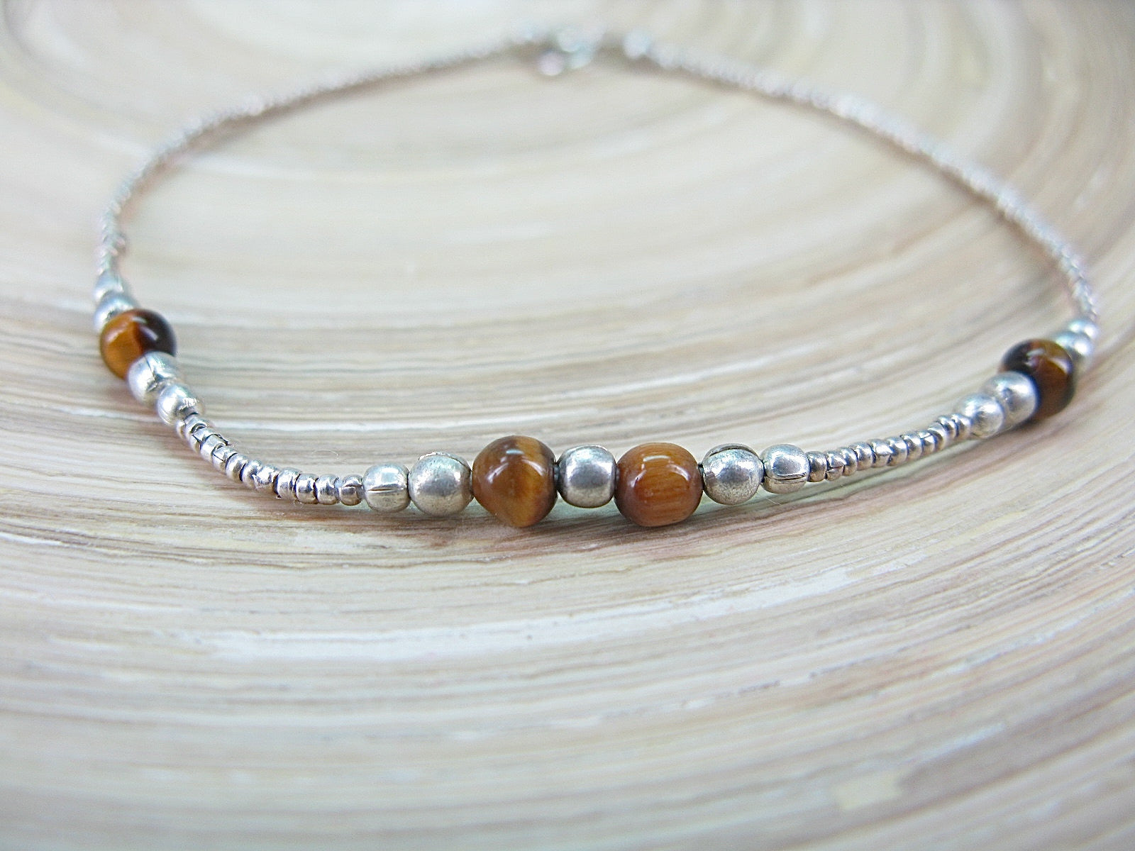 Tiger Eye Bead Tribal Oxidized 925 Sterling Silver Bracelet Bracelet Faith Owl - Faith Owl