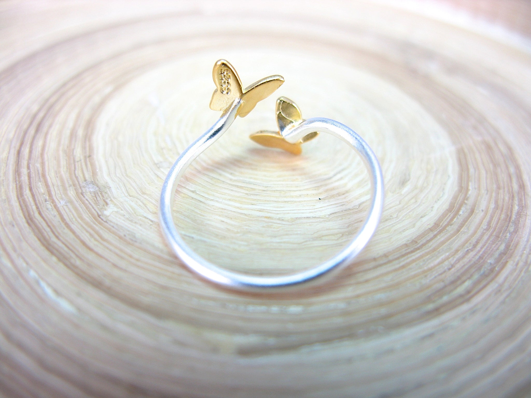 Butterfly Two Tone 925 Sterling Silver Ring