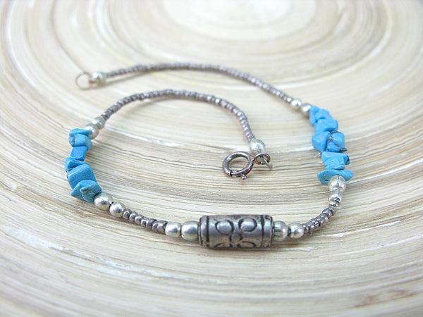 Turquoise Bead Tribal Oxidized 925 Sterling Silver Bracelet Bracelet Faith Owl - Faith Owl