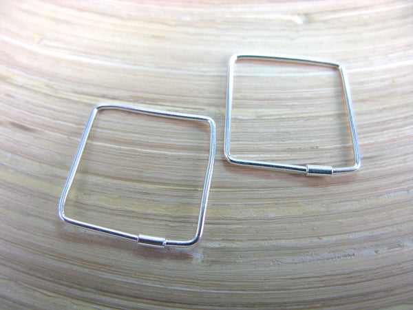 Geometric 18mm Square Hoop Earrings in 925 Sterling Silver