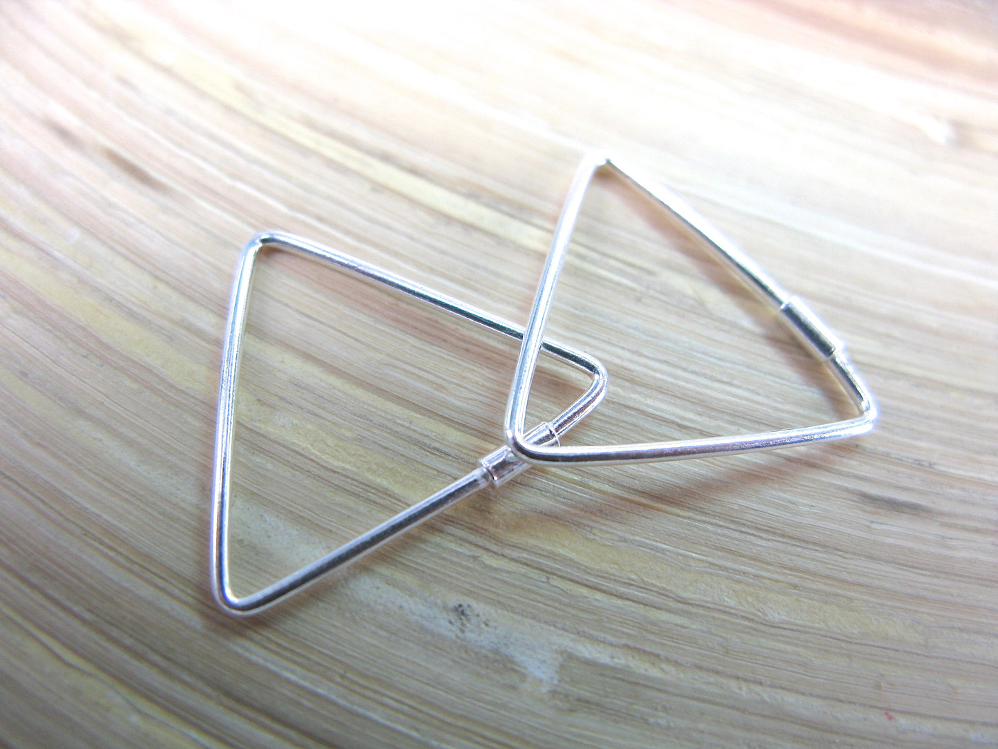 Geometric 17mm Triangle Hoop Earrings in 925 Sterling Silver