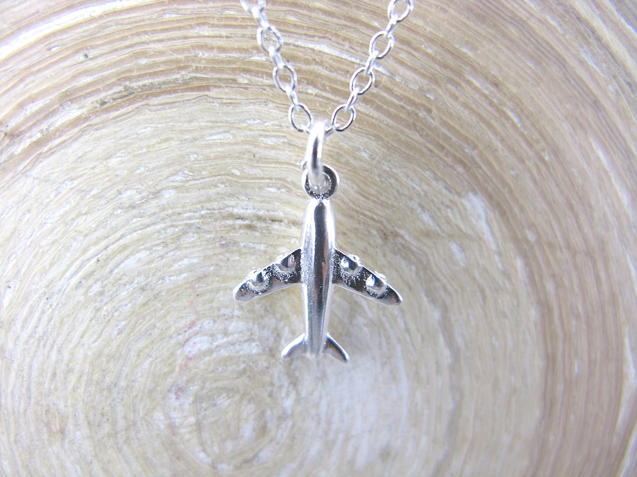 Airplane Pendant Necklace in 925 Sterling Silver