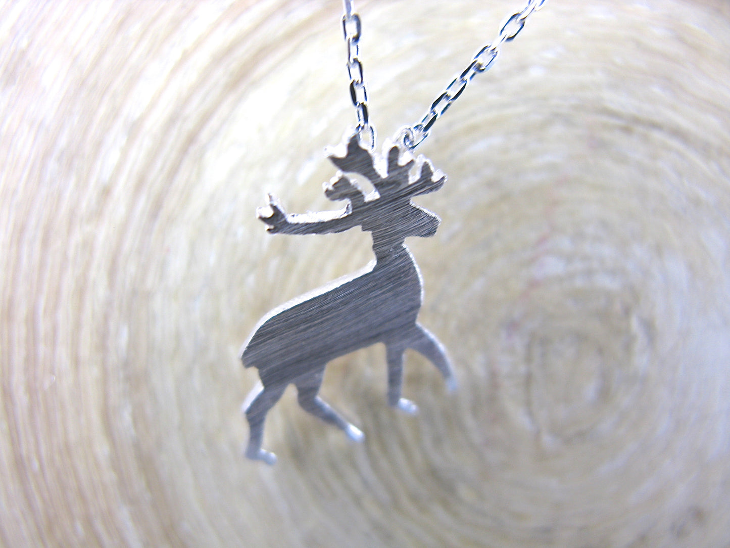 Deer Reindeer Pendant Necklace in 925 Sterling Silver