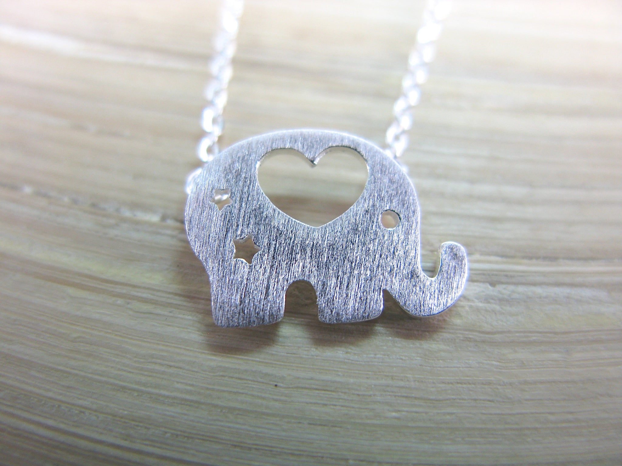 Elephant Heart Pendant Chain Necklace in 925 Sterling Silver