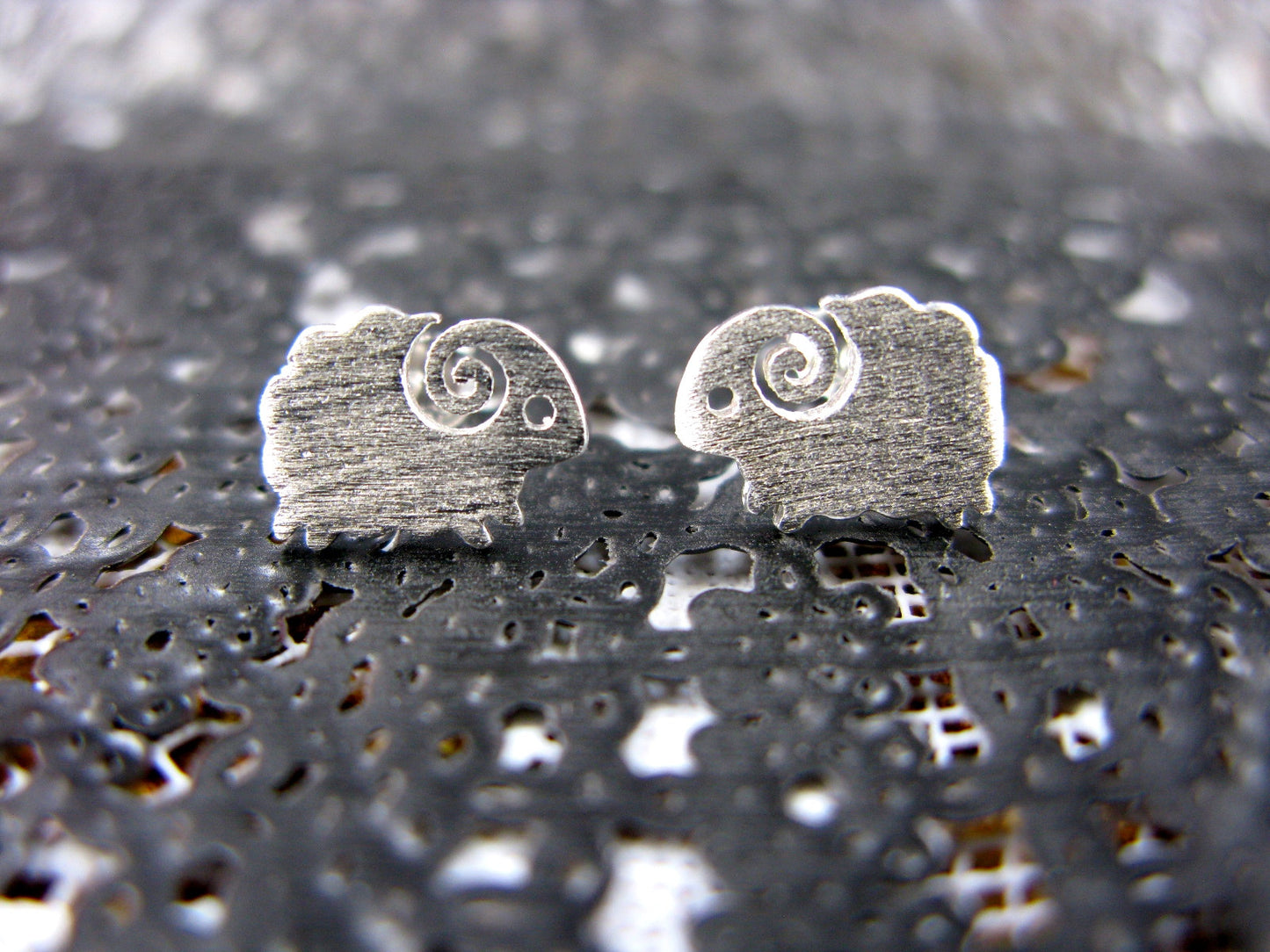 Sheep Matte 925 Sterling Silver Stud Earrings