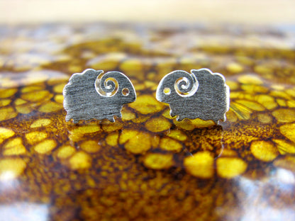 Sheep Matte 925 Sterling Silver Stud Earrings