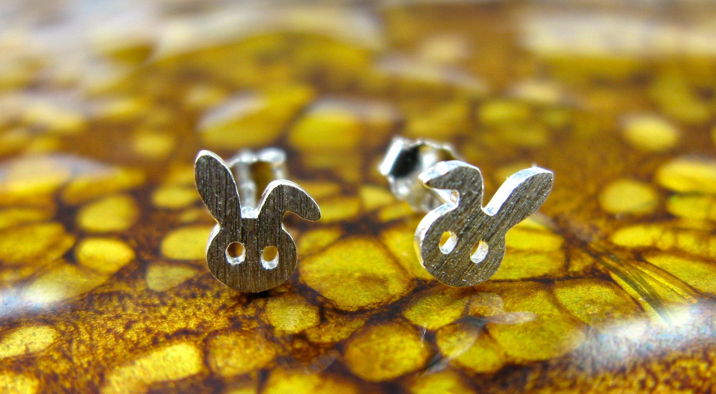 Rabbit Bunny 925 Sterling Silver Stud Earrings