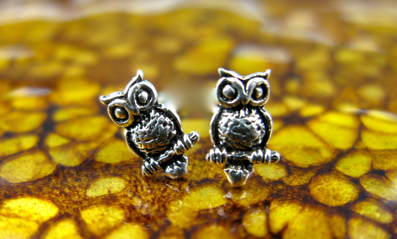 Owl Oxidized 925 Sterling Silver Stud Earrings Stud Faith Owl - Faith Owl