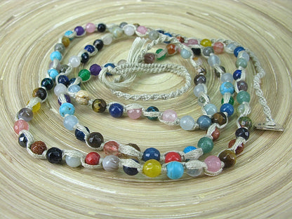 5 Wrap Handmade Color Natural Stone Hemp Bead Macrame Bracelet Bracelet - Faith Owl