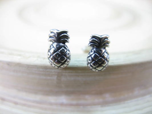 Pineapple Stud Earrings in 925 Sterling Silver