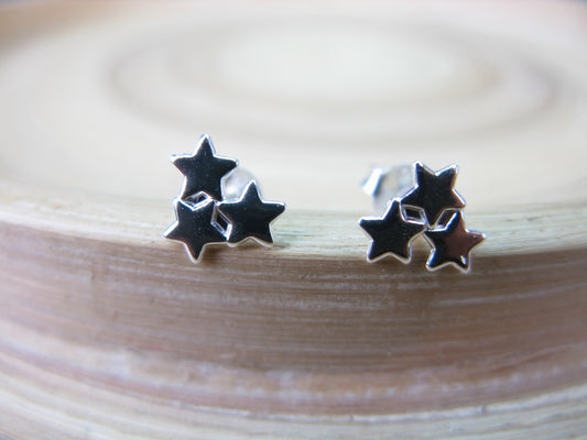 Three Stars 925 Sterling Stud Earrings