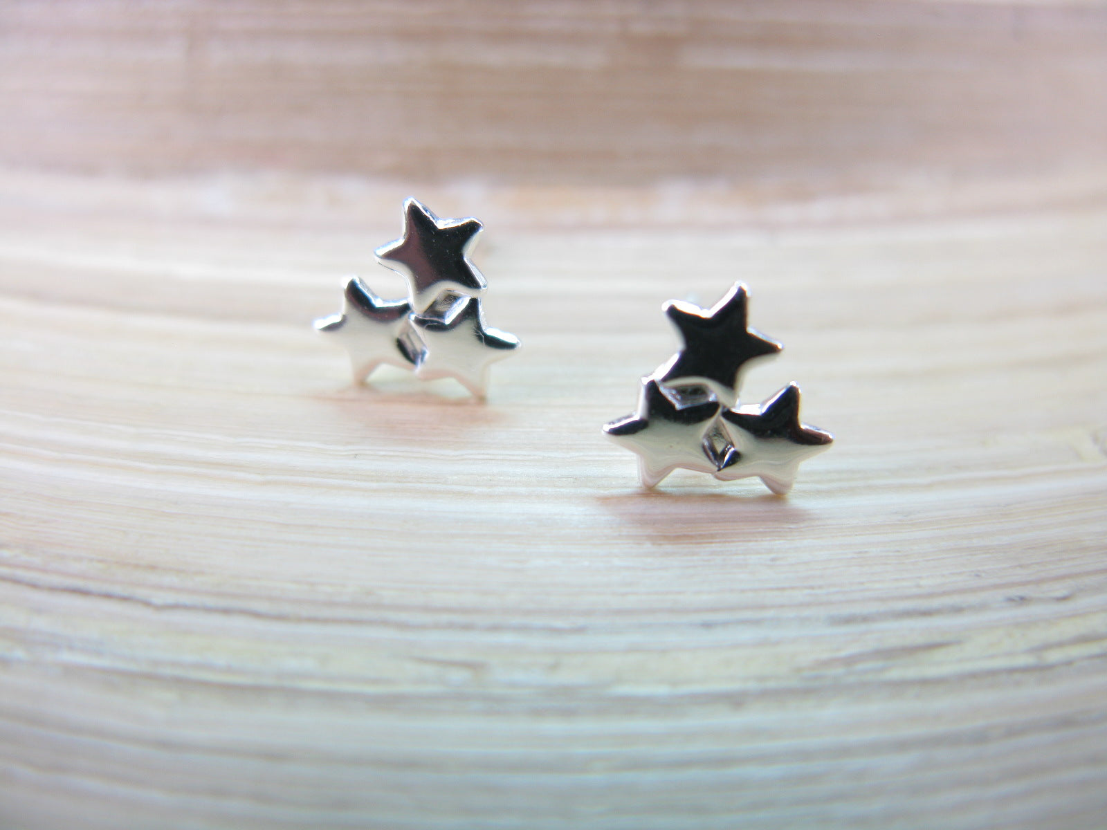 Three Stars 925 Sterling Stud Earrings