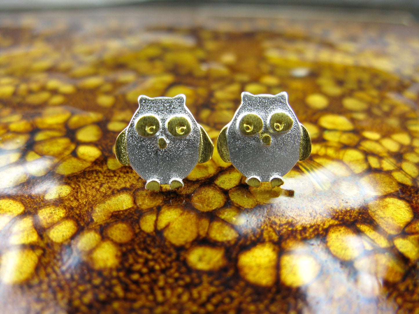 Owl Gold Plated 925 Sterling Silver Earrings Stud Faith Owl - Faith Owl