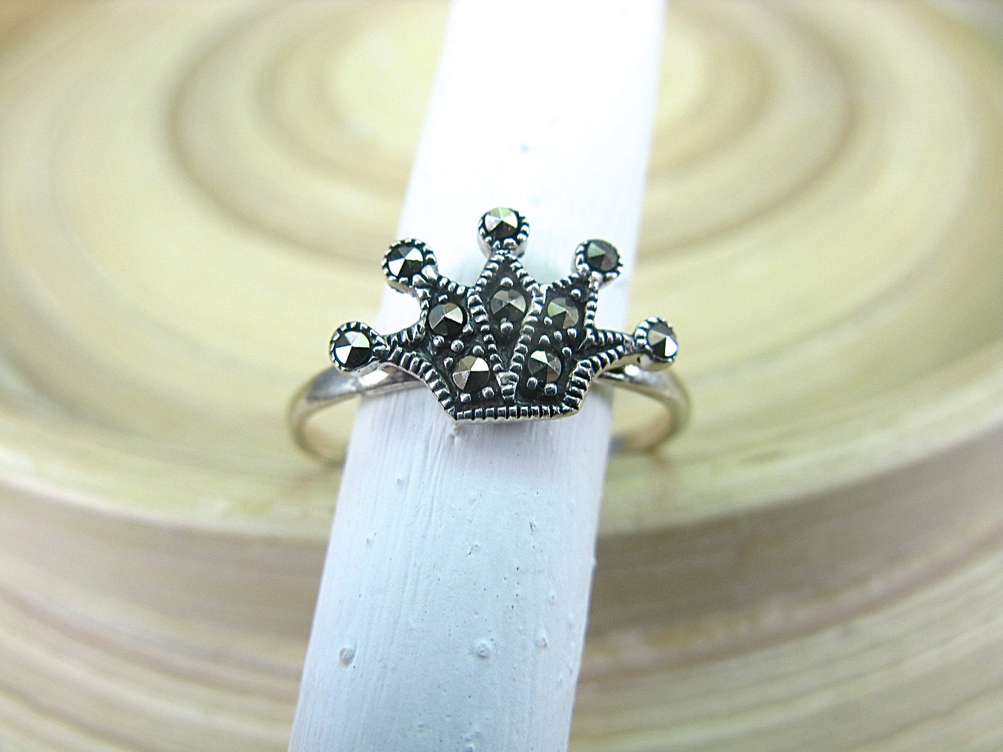 Crown Marcasite Filigree Tiara 925 Sterling Silver Ring Ring - Faith Owl