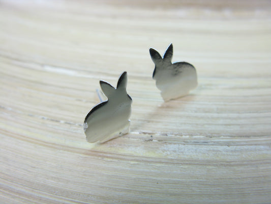 Rabbit Stud Earrings in 925 Sterling Silver