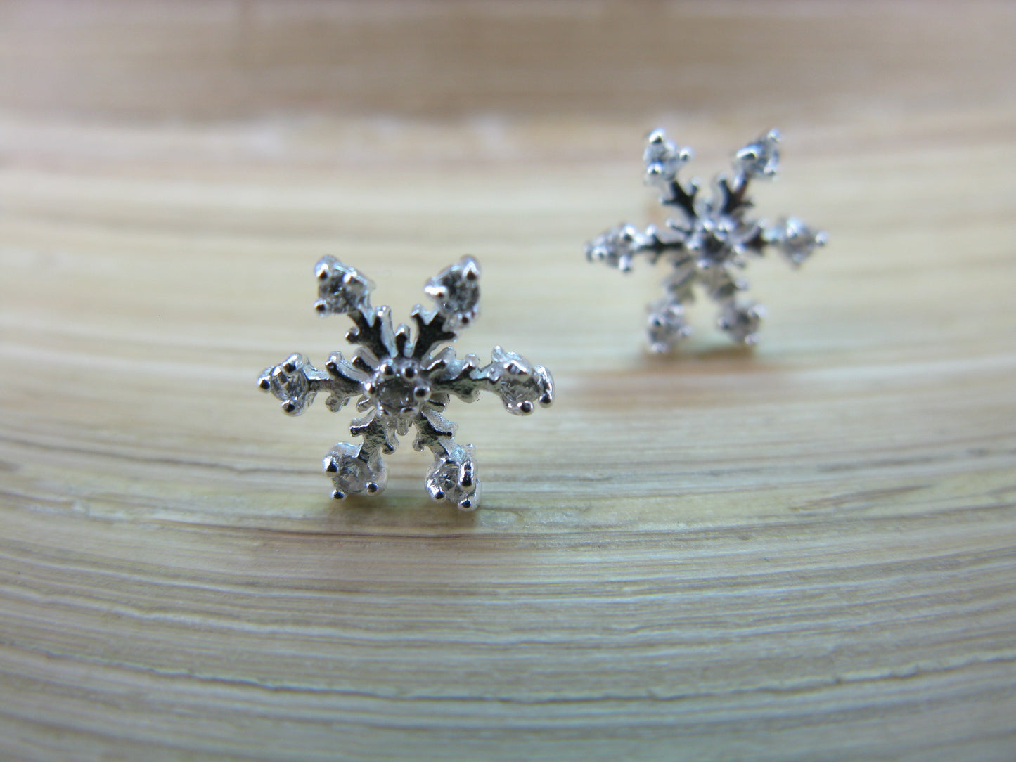 Snowflake Crystal 925 Sterling Silver Stud Earrings