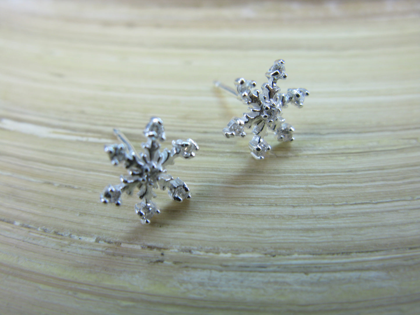 Snowflake Crystal 925 Sterling Silver Stud Earrings