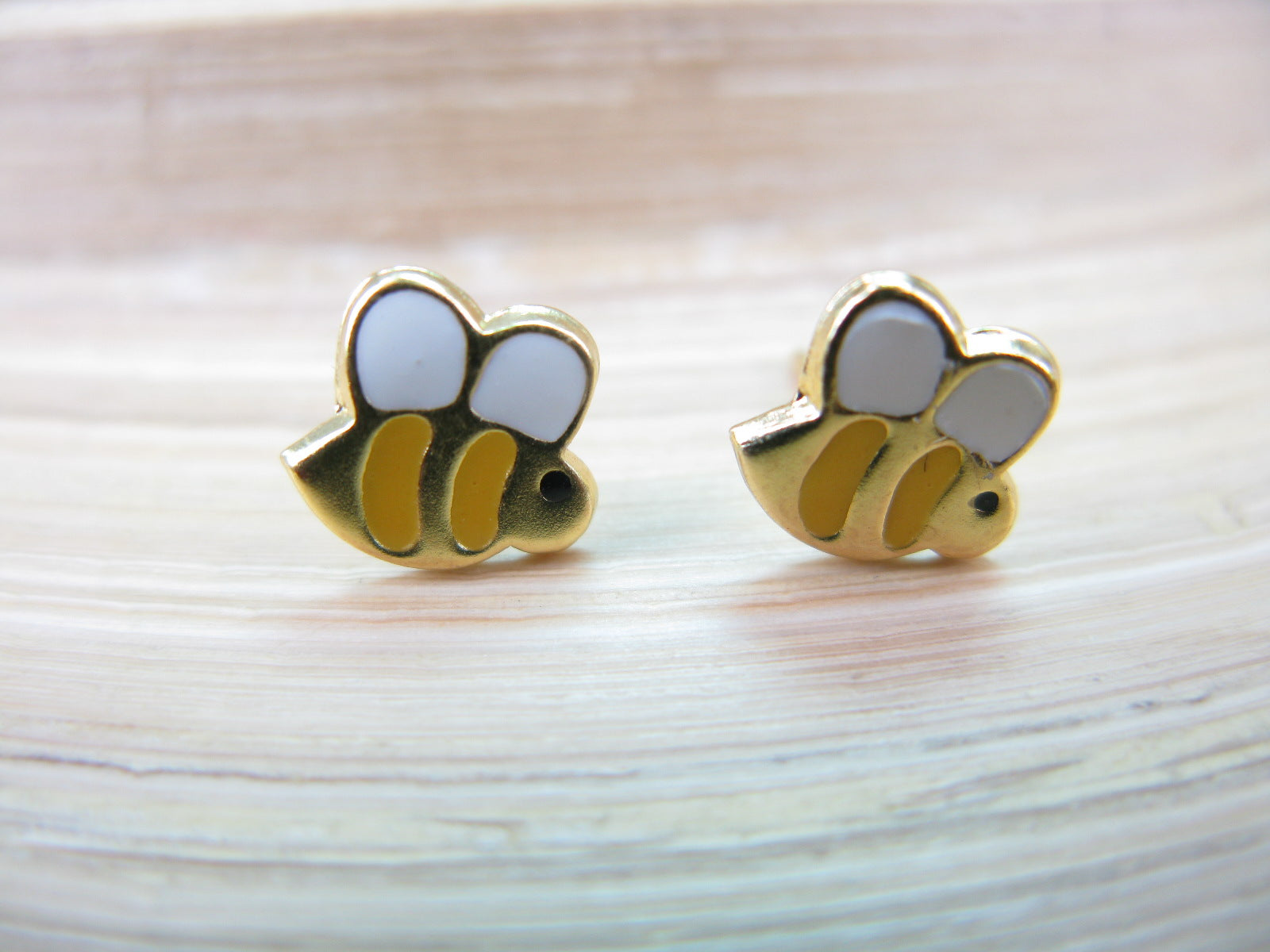 Bee Gold Plated 925 Sterling Silver Stud Earrings