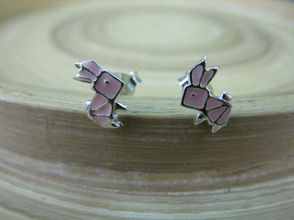 Origami Rabbit 925 Sterling Silver Stud Earrings