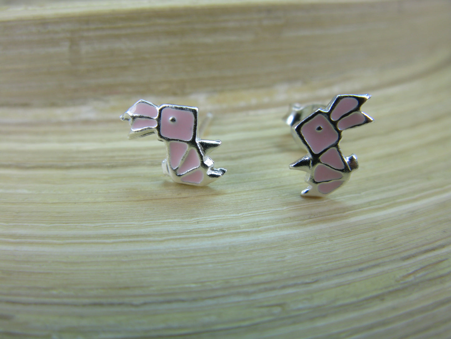 Origami Rabbit 925 Sterling Silver Stud Earrings