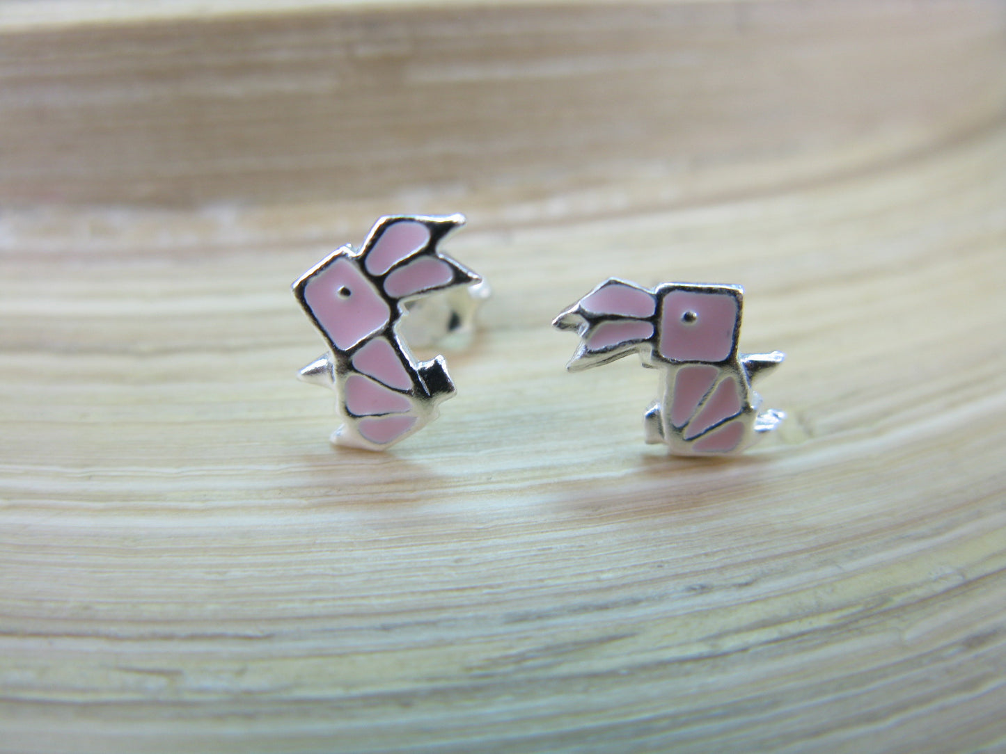 Origami Rabbit 925 Sterling Silver Stud Earrings