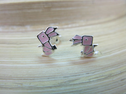 Origami Rabbit 925 Sterling Silver Stud Earrings