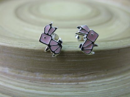 Origami Rabbit 925 Sterling Silver Stud Earrings