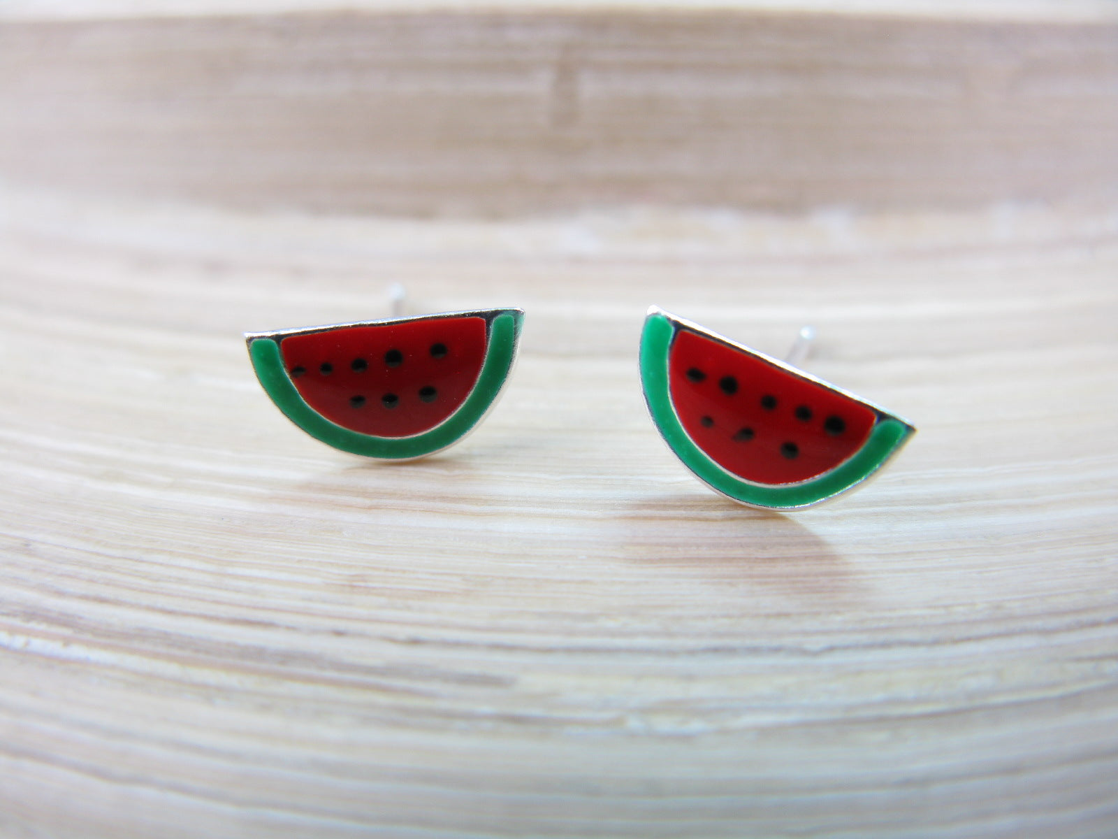 Watermelon 925 Sterling Silver Stud Earrings