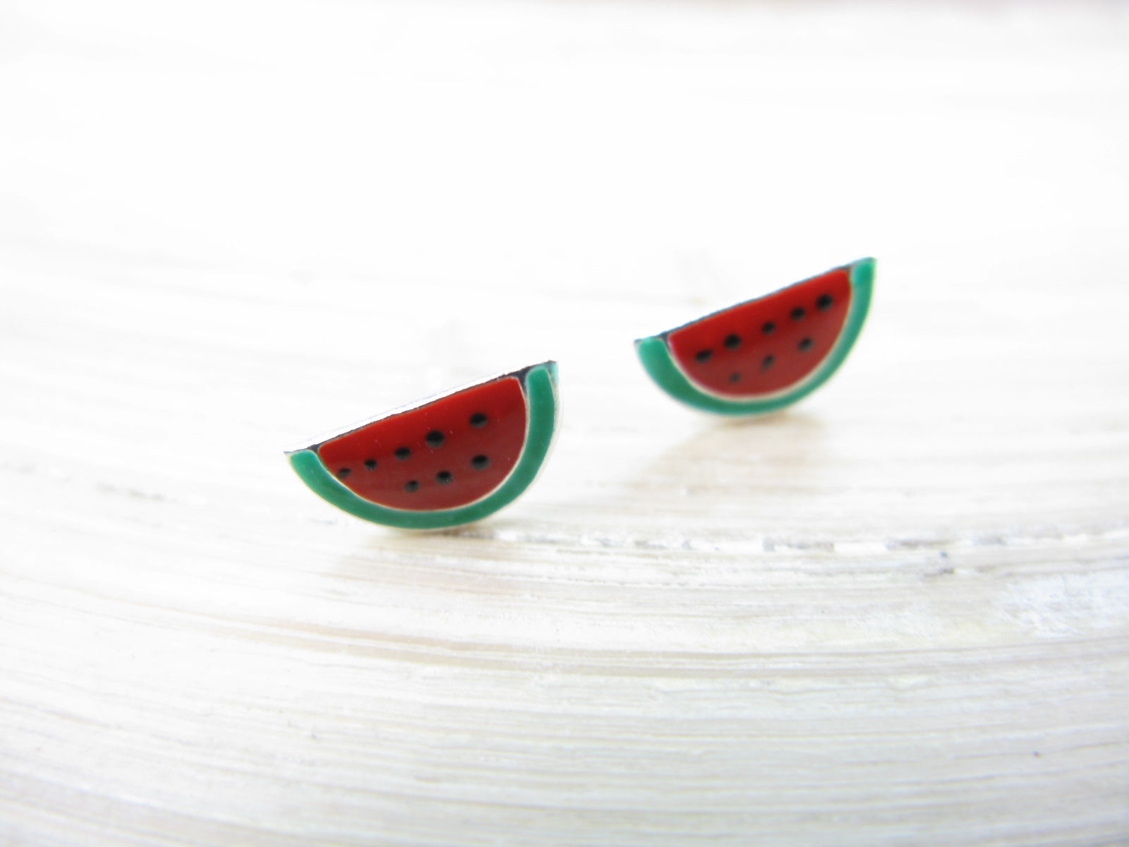 Watermelon 925 Sterling Silver Stud Earrings