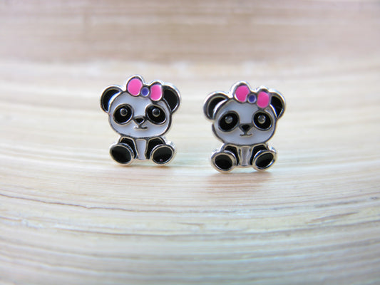 Panda 925 Sterling Silver Stud Earrings