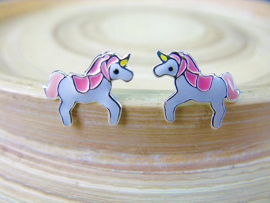 Unicorn 925 Sterling Silver Stud Earrings