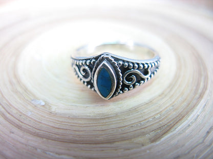 Turquoise Marquise Oxidized 925 Sterling Silver Ring Ring Faith Owl - Faith Owl